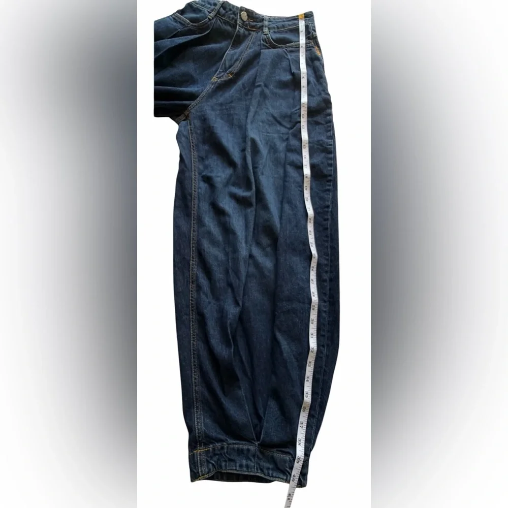 ADER ERROR & ZARA Jeans Sz 4 Dark Wash Pleated Tapered High-Rise Barrel Leg EUC - Picture 13 of 16